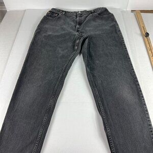 Y2K Levis Jean Women Measured 33x30 550 Relaxed Tapered Black Denim 16 Miss Long